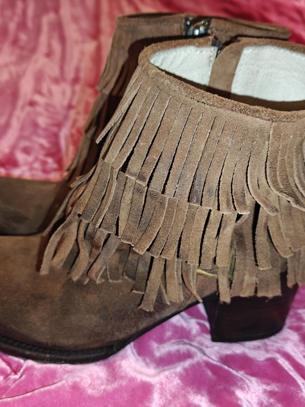 Freebird Women's Distressed Leather & Suede Western Fringe Ankle Boots 9